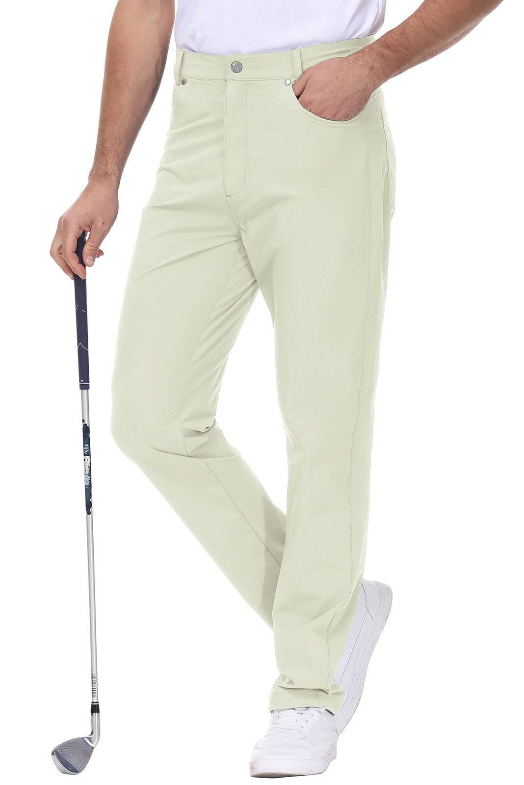 Rdruko Men's Stretch Golf Pants - Lightweight Breathable Work & Casual Pants with Multiple Pockets | Perfect for Golfing, Office Wear & Outdoor Activities