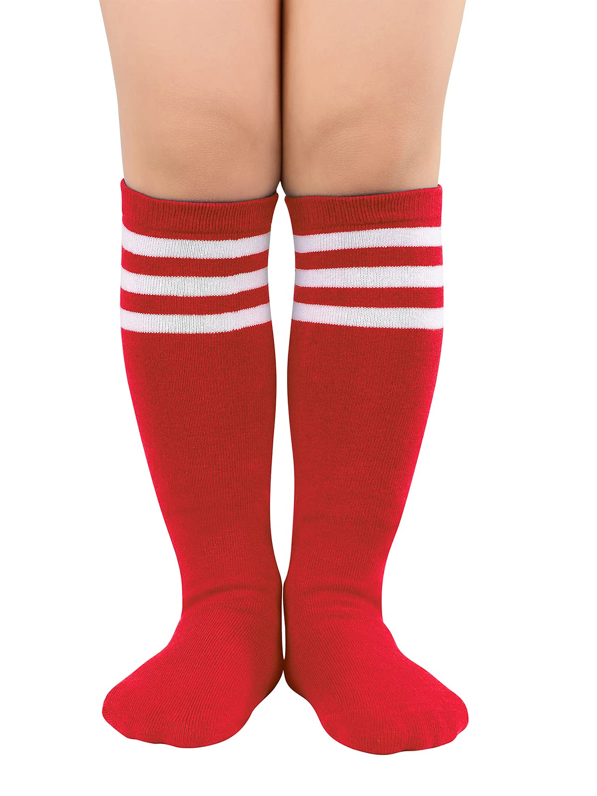 **Best Toddler Soccer Socks - Knee High Cotton Sports Socks for Boys & Girls with Three Stripes - Perfect for Soccer Games, Training & Active Play**