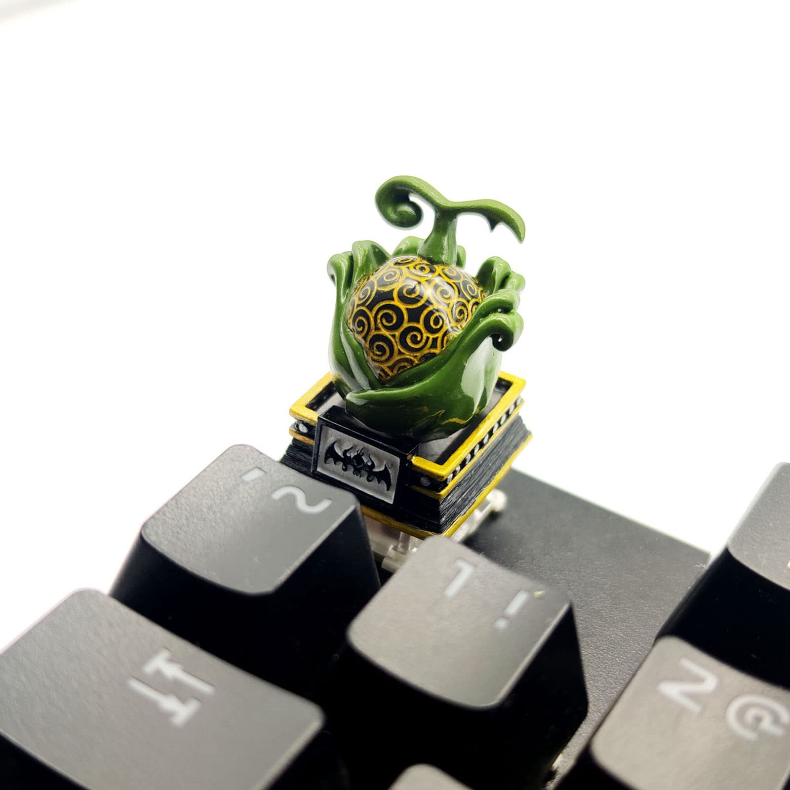 Custom Devil Fruit Resin Cherry MX Switch Mechanical Keyboard Keycap - Handmade Single Green Keycap for Gaming & Typing - Perfect for Anime Fans & Mechanical Keyboard Enthusiasts