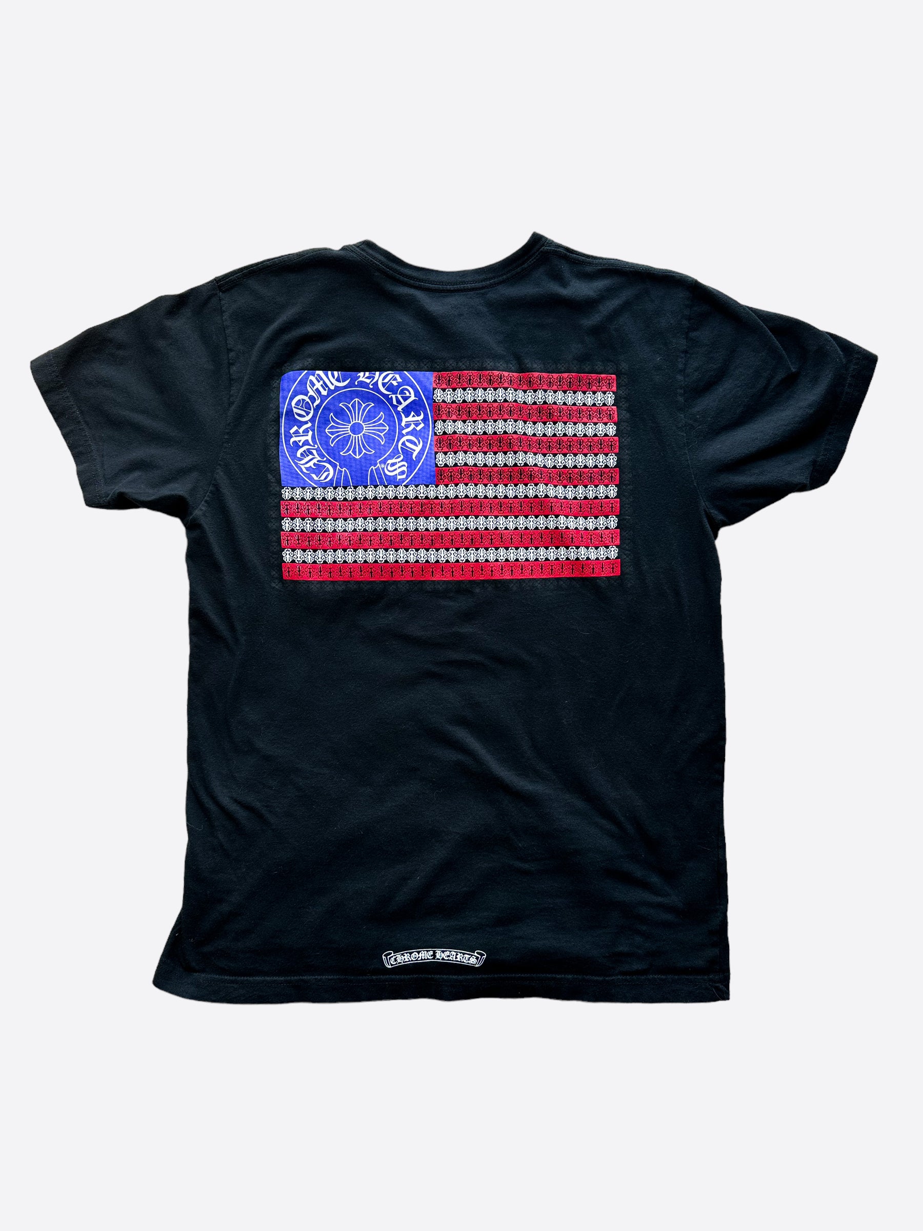 Chrome Hearts Black USA Flag Graphic T-Shirt for Men & Women - Stylish Patriotic Tee for Casual Wear, Street Fashion & Everyday Outfits