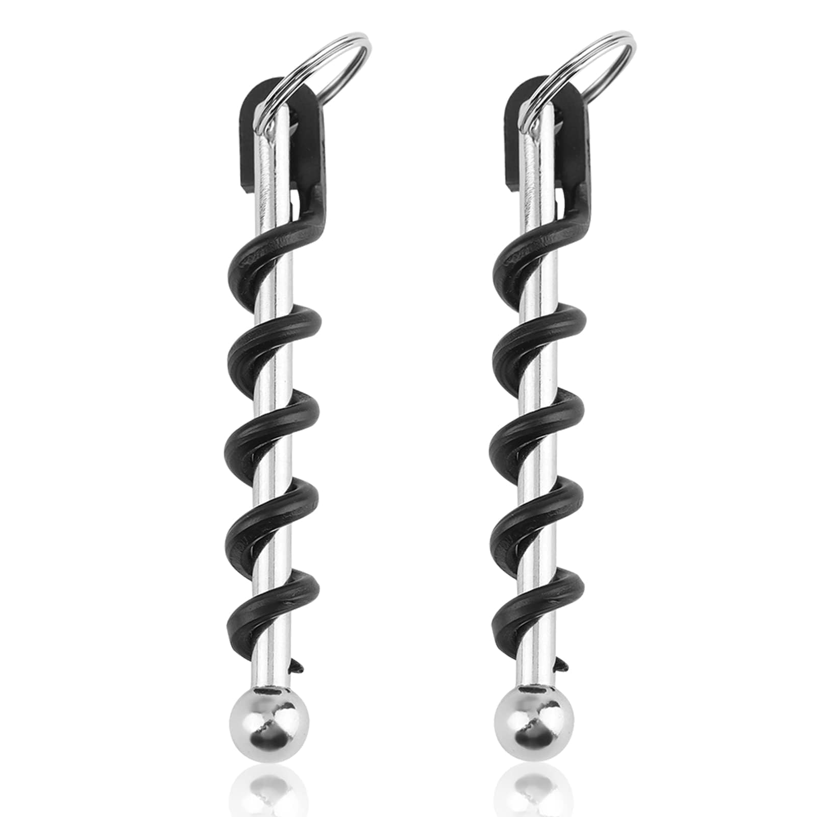 2Pcs Stainless Steel Corkscrew Keychain - Mini Wine Bottle Opener, Multifunctional Can & Jar Lid Opener for Home, Travel & Camping Accessories