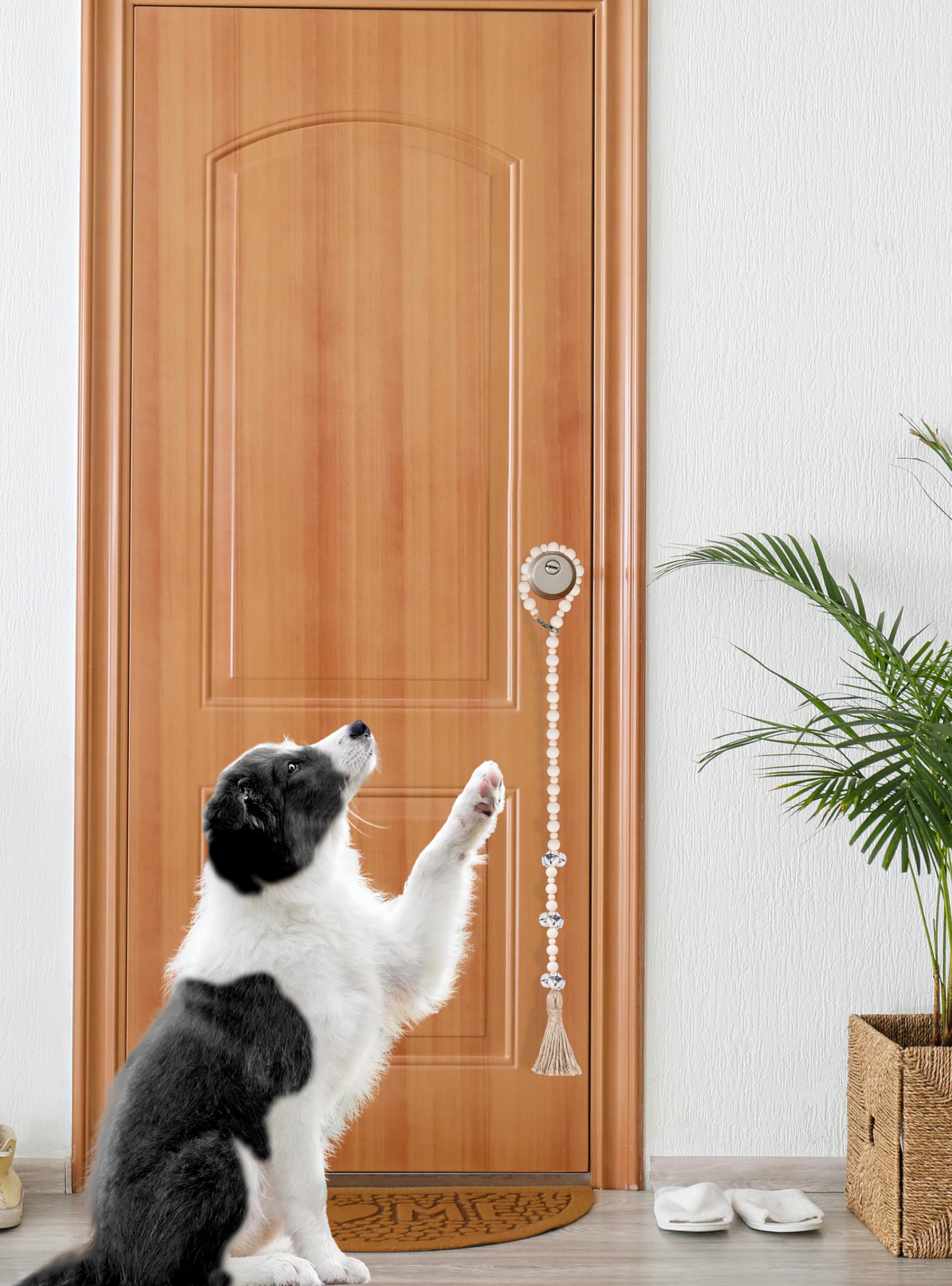 **Meplait Adjustable Dog Doorbell for Potty Training - 9 Bells Hanging Pet Doorbell for Small, Medium & Large Dogs (Nature) - Perfect for Indoor/Outdoor Training & Easy Housebreaking**