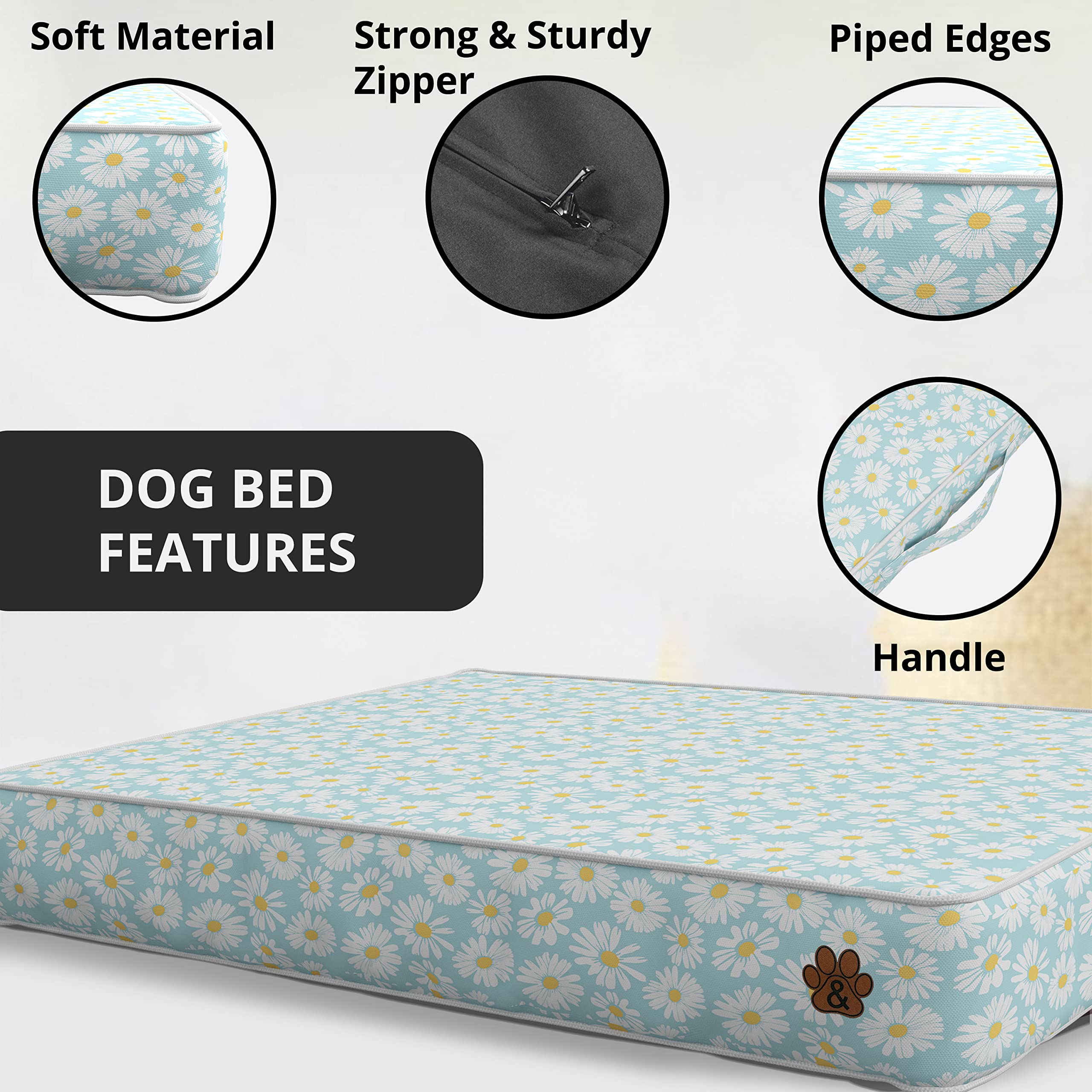 Premium Orthopedic Dog Bed for Large, Medium & Small Dogs - Soft Plush Pet Mattress with Removable Washable Cover, Waterproof & Non-Slip Bottom - Perfect for Crates, Kennels & Home Use (Grey Paw Print Design, Small Size)