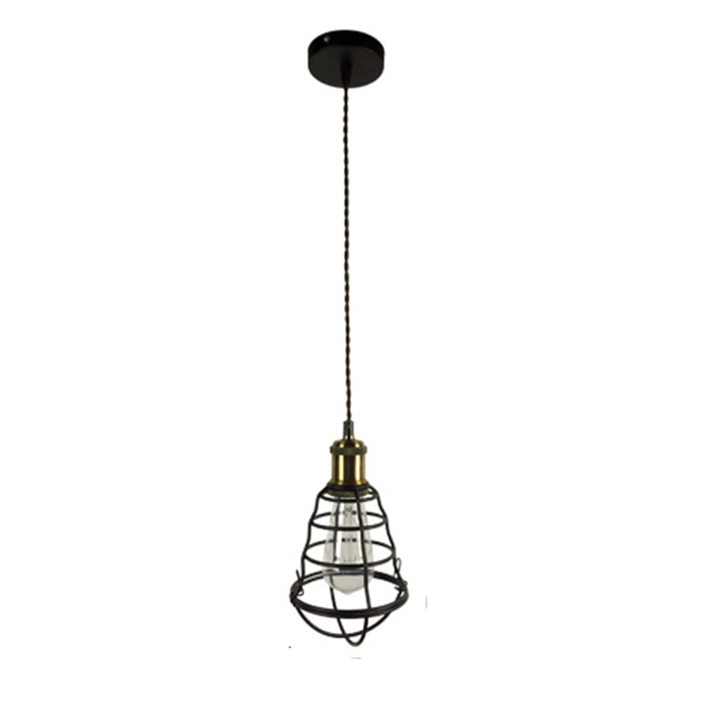 Vintage Industrial Pendant Light - Black Metal Cage Hanging Light Fixture with E27 Base for Kitchen Island, Dining Room, Living Room, Loft | Farmhouse & Retro Home Decor Lighting