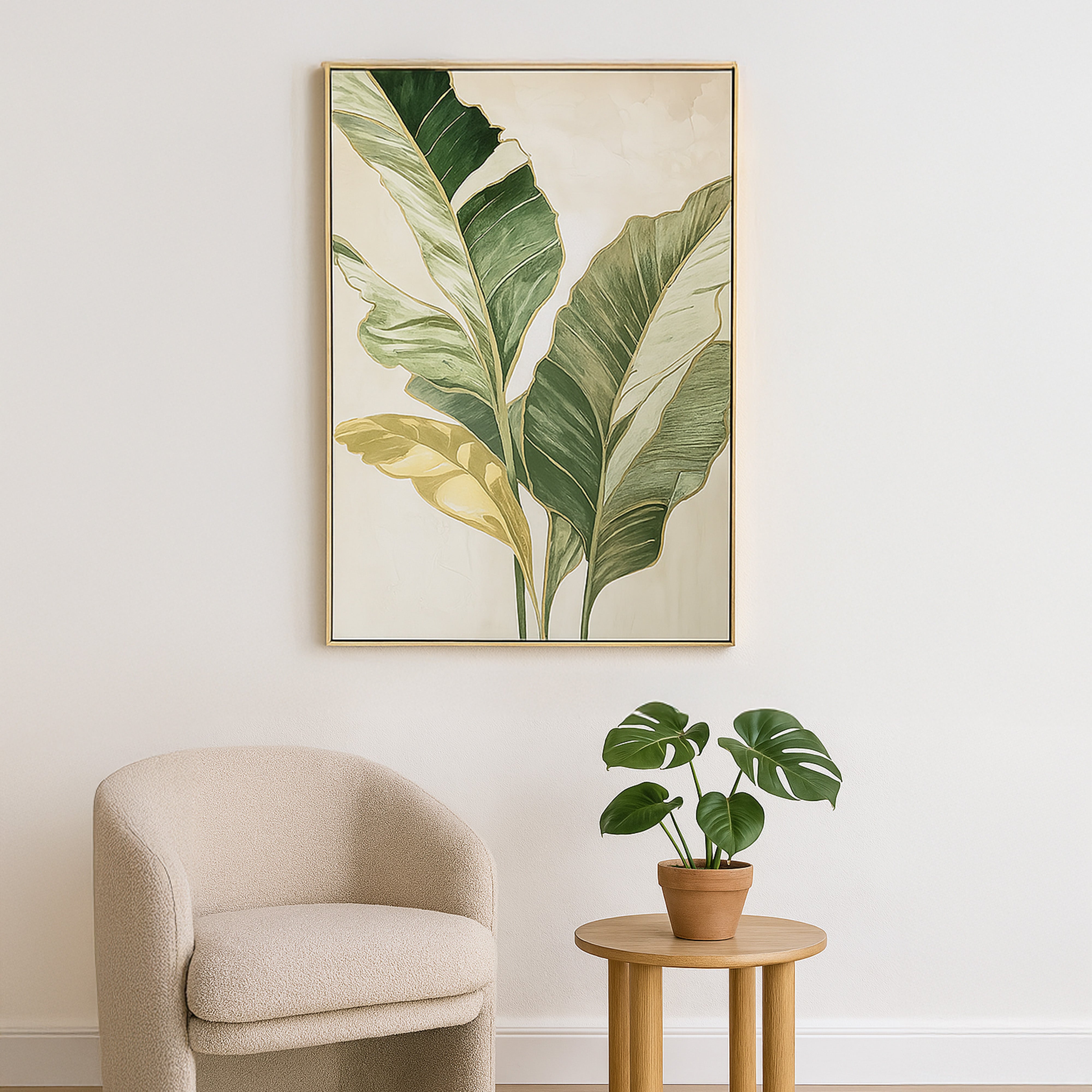 Urban Style Brushmarks Foiled Canvas Palms Wall Art - Tropical Beach Decor for Living Room, Bedroom & Office