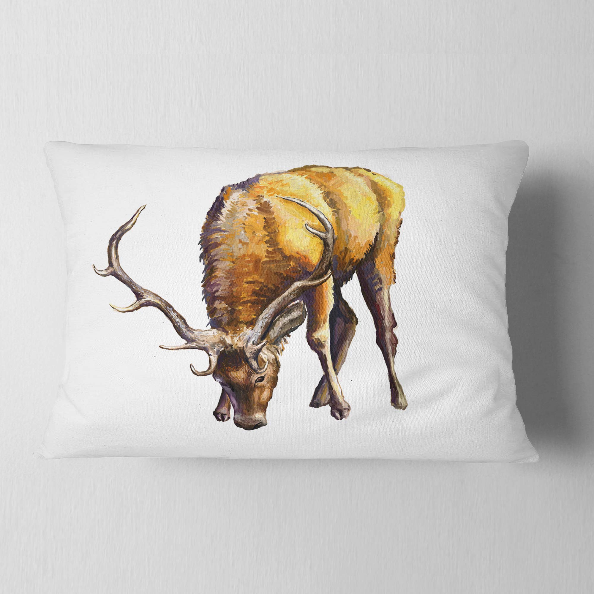 Designart Male Deer Illustration Art Print - 12x20 Inches - Elegant Wildlife Wall Decor for Living Room, Bedroom & Office
