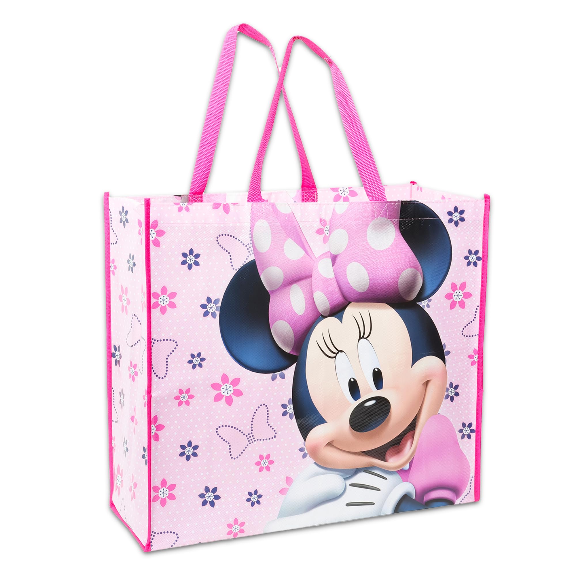 Minnie Mouse Tote Bags 2-Pack - Large Reusable Grocery Shopping Bags with Minnie Mouse Design & Bonus Stickers - Perfect for Disney Fans, Grocery Trips & Beach Outings