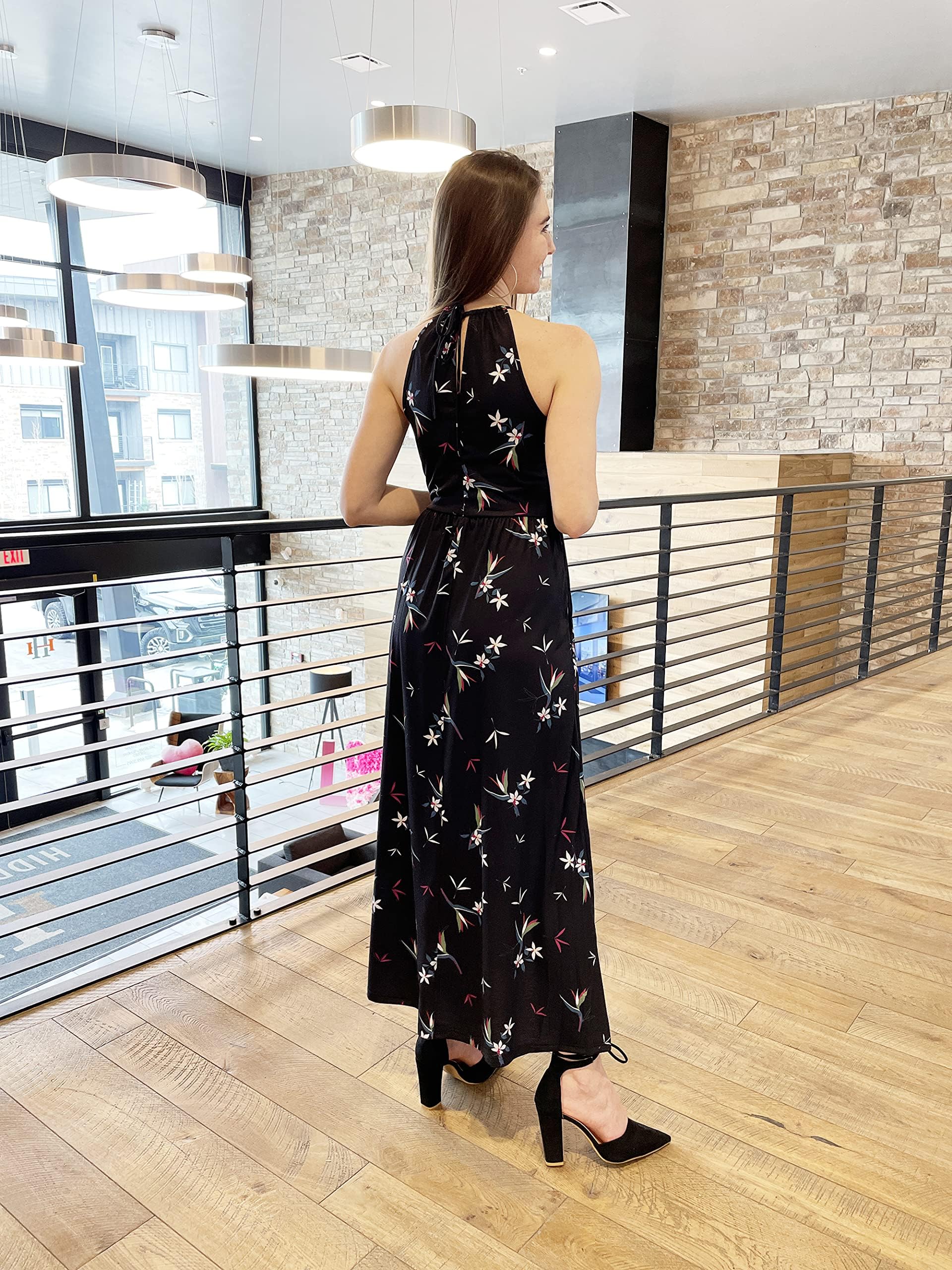 KILIG Women's Summer Maxi Dress 2025 - Casual Sleeveless Floral Sundress with Side Slit, Flowy Long Beach Dress for Vacation, Party, and Outdoor Activities
