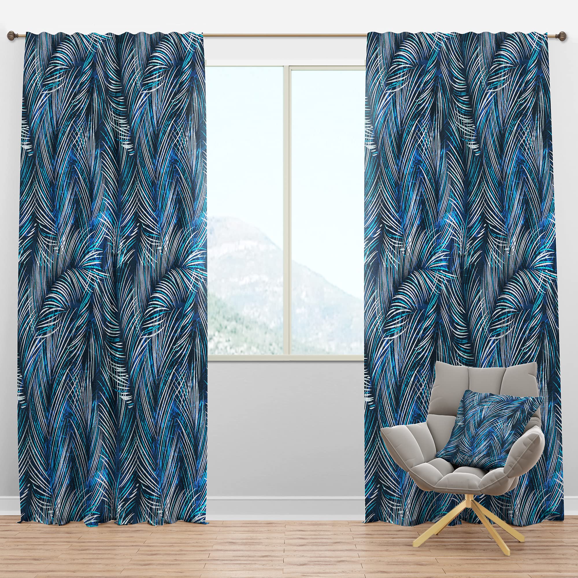 DesignQ Blackout Curtains 'Tropical Palm Leaves' - Thermal Insulated Room Darkening Drapes for Bedroom & Living Room - Single Panel 52x90 Inches - Perfect for Home Decor, Privacy & Light Control