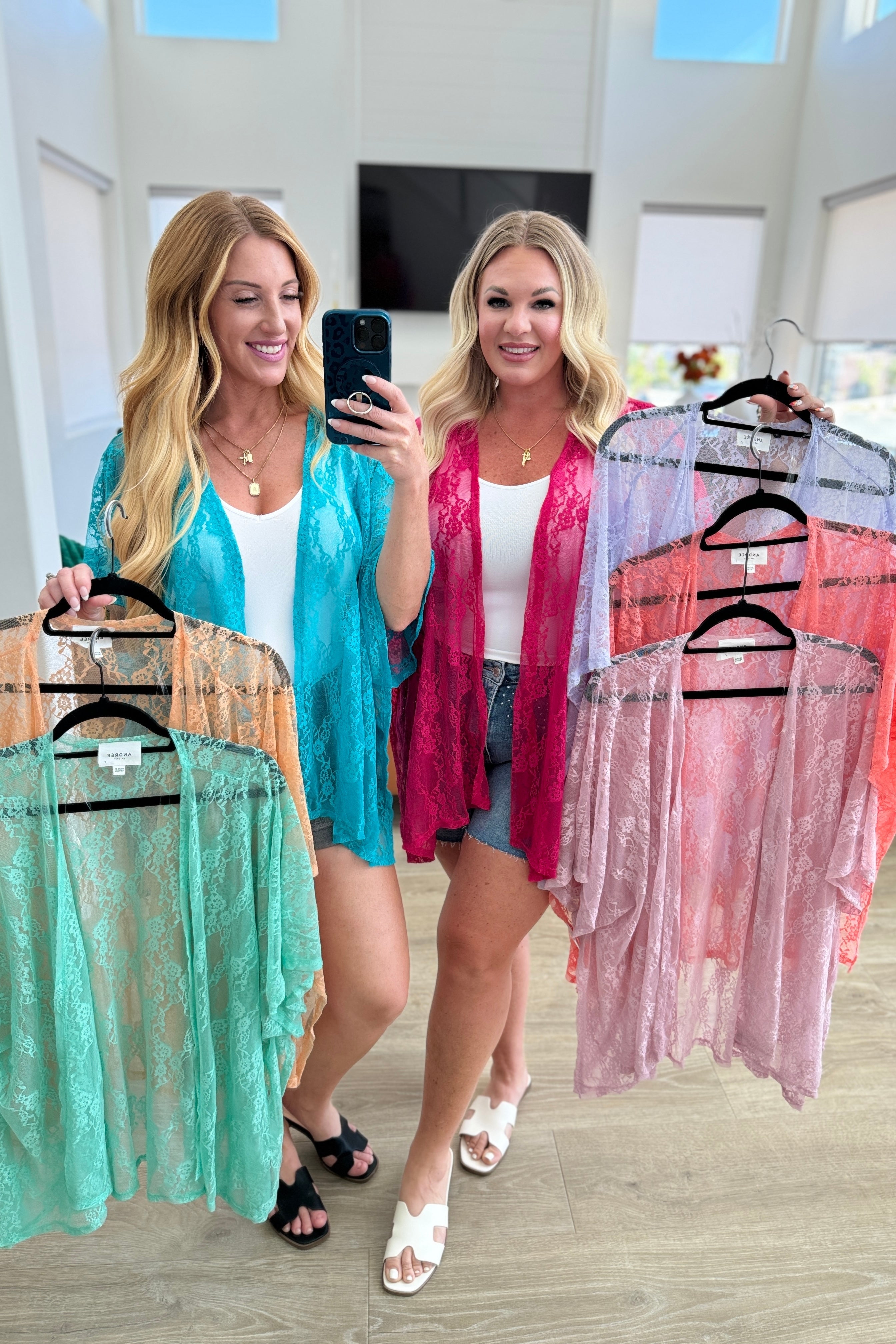 Good Days Ahead Lace Kimono Robe - Peach Color Lightweight Cover Up for Women | Perfect for Beach, Poolside, Bridal Party & Lounge Wear