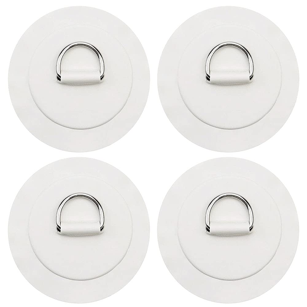 4Pcs Stainless Steel D Ring Patch for PVC Inflatable Boat, Kayak, SUP, Paddleboard - Heavy Duty Marine Hardware (No Glue Included) | Perfect for Boat Repair, Kayak Accessories & Water Sports Equipment