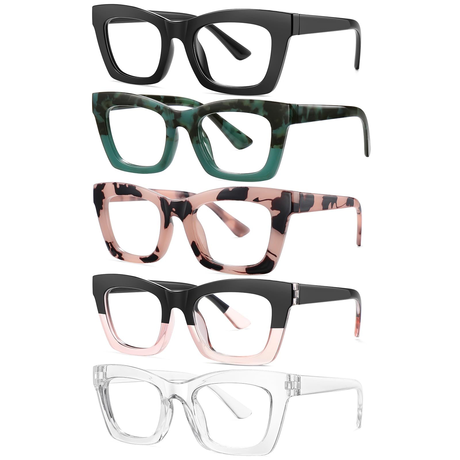 Blue Light Blocking Reading Glasses for Women & Men - UV Protection Square Computer Glasses - Reduce Eye Strain for Office Work, Gaming & Screen Time