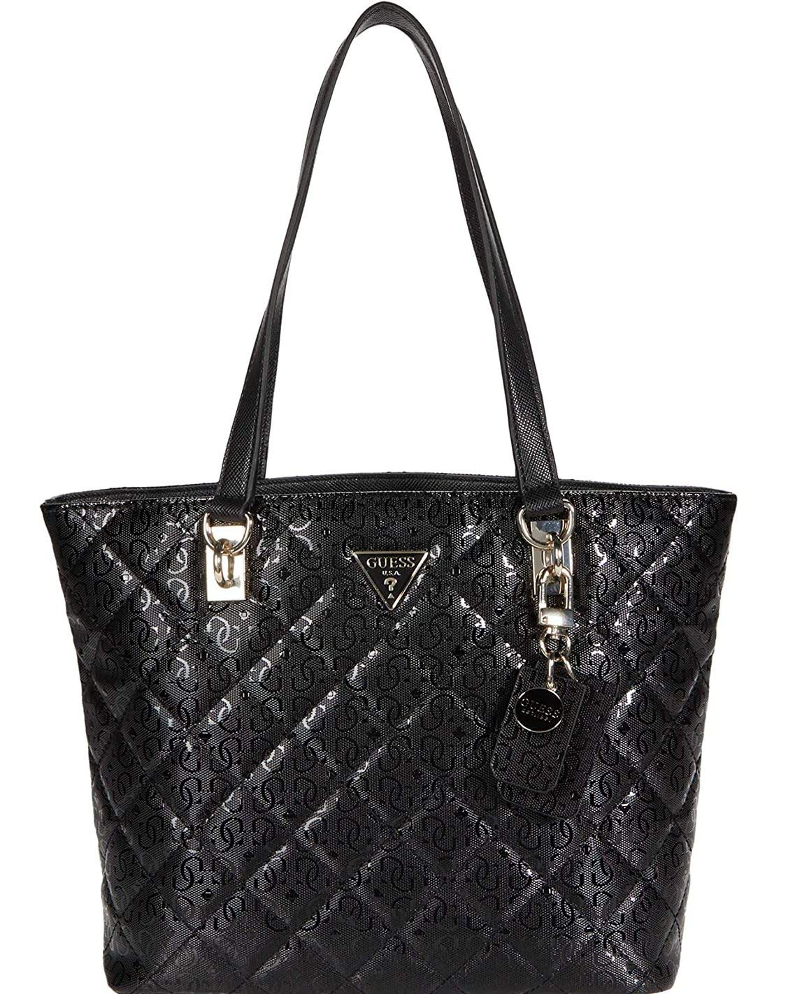 GUESS Ariella Girlfriend Carryall Tote Bag for Women - Black Leather Handbag for Work, Travel & Everyday Use