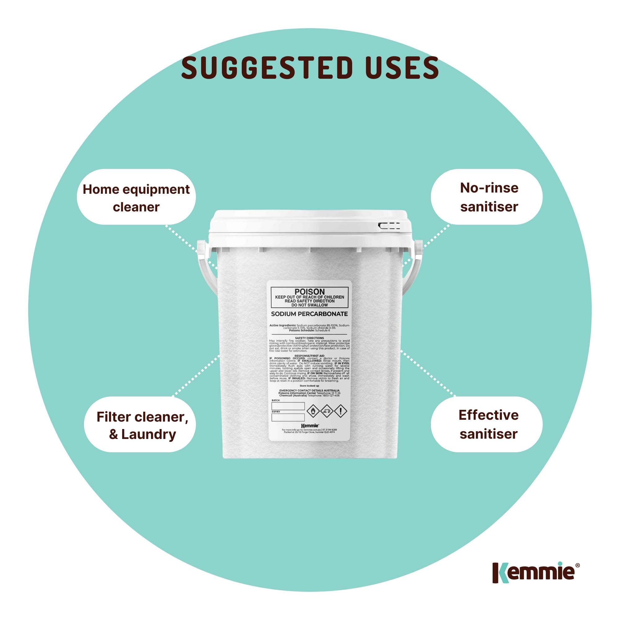 1.3Kg Sodium Percarbonate Tub | Eco-Friendly Laundry Cleaner, Brew Sanitiser & Oxygen Bleach | Stain Remover for Clothes, Home Brewing & Household Cleaning