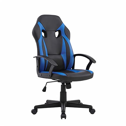 Riverbay Transitional Wood Gaming Office Chair - Ergonomic Blue Computer Desk Chair for Home & Office Workspace