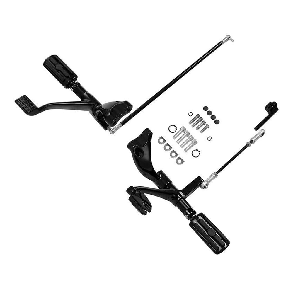 Black Forward Control Pegs Levers Linkages for Harley-Davidson Motorcycles - Compatible with Touring, Softail & Dyna Models - Perfect for Custom Bike Builds & Long-Distance Riding
