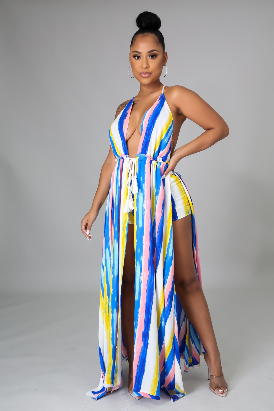 Arica Striped Short Sleeve T-Shirt and Shorts Set for Women - Casual Summer Outfit for Beach, Gym, and Lounge Wear