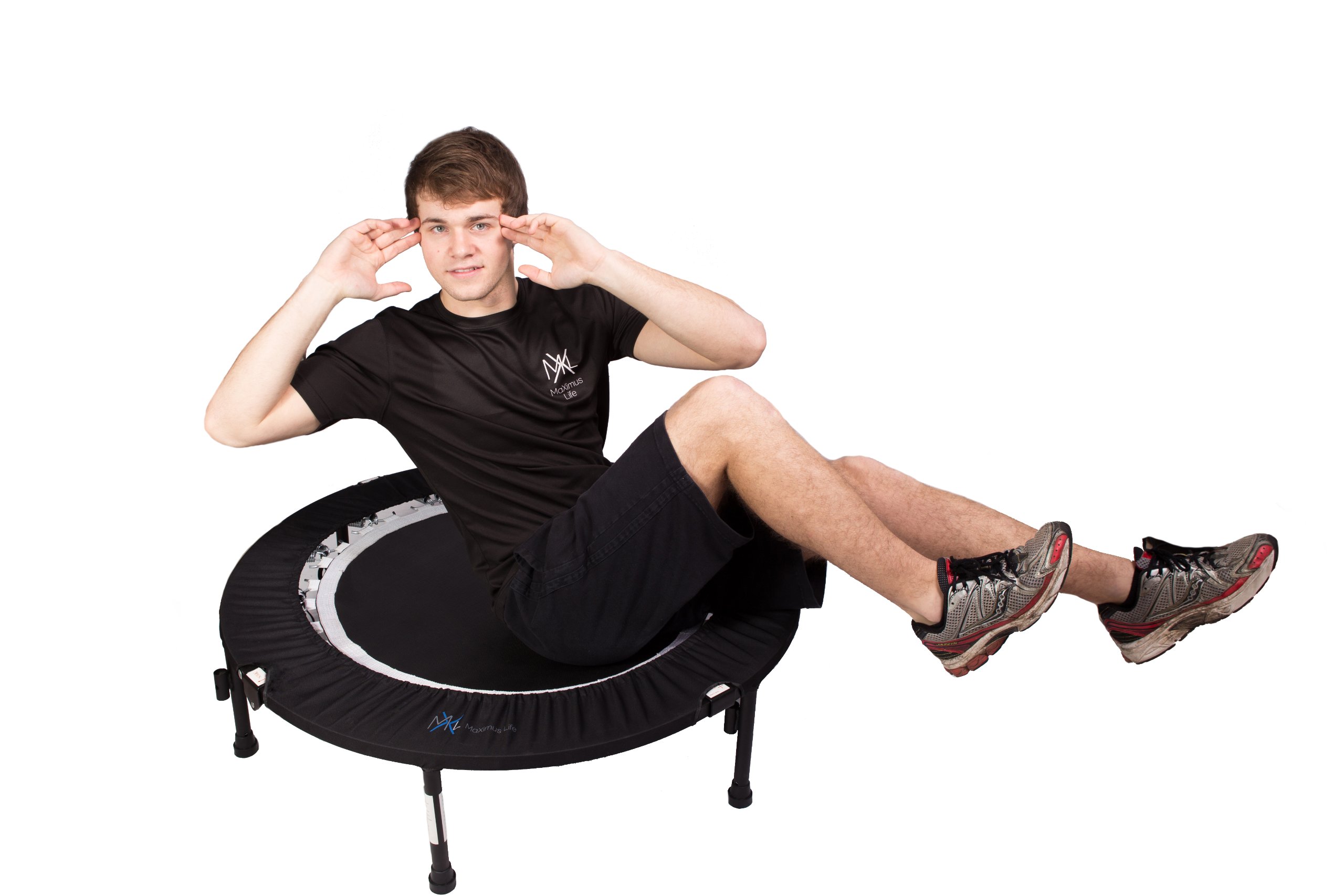 Maximus PRO Folding Rebounder Trampoline for Adults - #1 Rated Indoor Exercise Equipment with Stability Bar | Fitness, Weight Loss & Cardio Workouts | Includes Free Storage Bag, Resistance Bands & Online/DVD Workouts | Pre-Assembled | Perfect for Home Gym, Small Spaces & Low-Impact Training