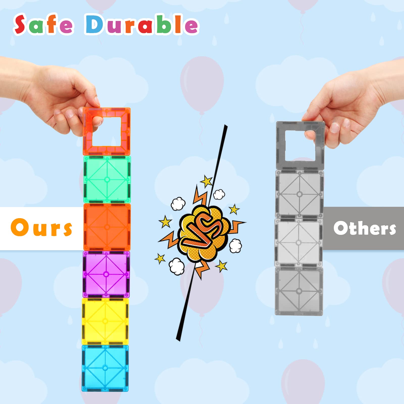 Gemmicc 72-Piece Magnetic Tiles Set - STEM Approved Educational Building Blocks for Kids | Creative Magnet Toys for Boys & Girls | Perfect for Classroom STEM Learning & Home Play