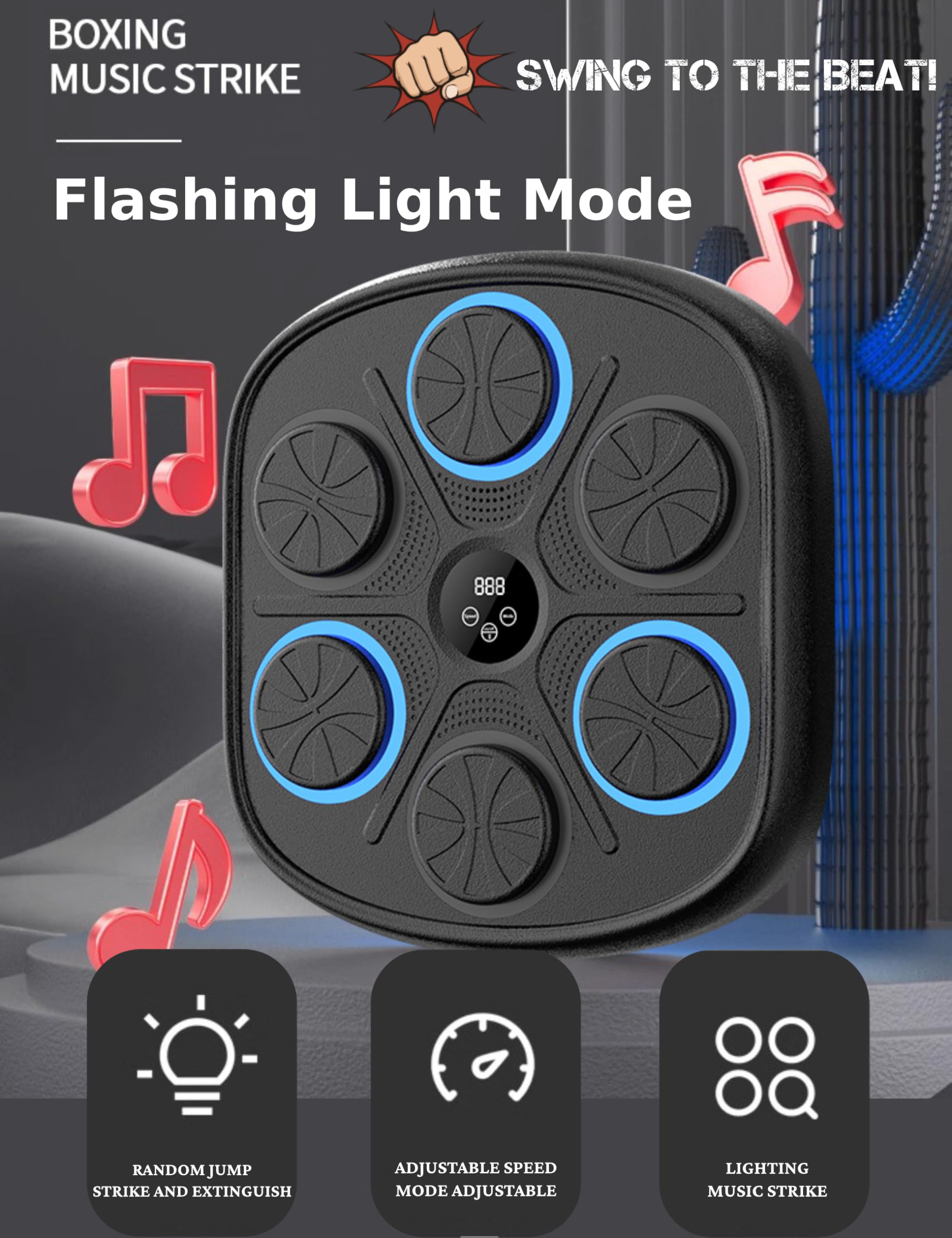 Smart Digital Musical Boxing Machine for Home - Wall Mount Music Punching Target with Boxing Gloves for Focus Training | Indoor Fitness, Stress Relief & Fun Workout for Adults & Kids