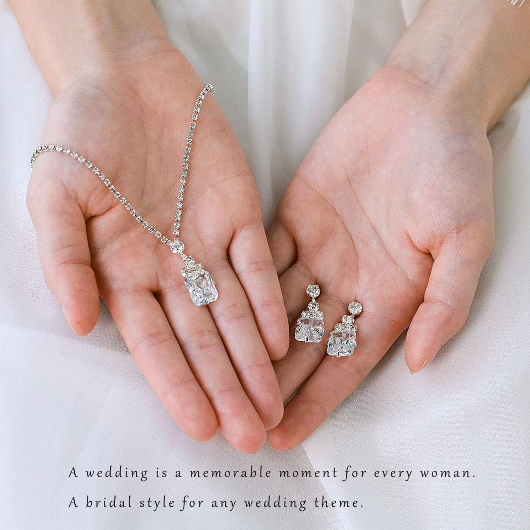 Elegant Silver Bridesmaid Jewelry Set - Necklace and Earrings for Weddings, Bridal Parties & Special Occasions | Perfect Gift for Women and Brides