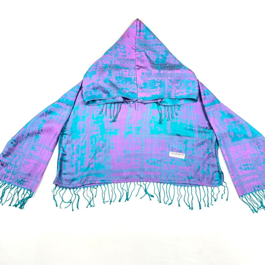 PASH LS Crop Top - Splatter Lavender & Teal Women's Fashion Long Sleeve Shirt for Casual Wear, Street Style & Layering