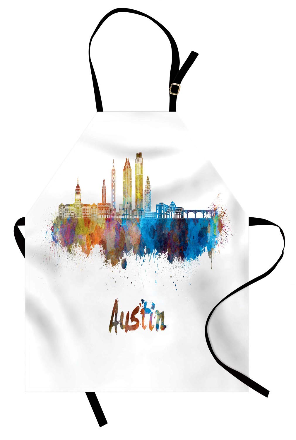 Ambesonne Austin Apron - Adjustable Unisex Kitchen Apron for Cooking, Baking, Gardening