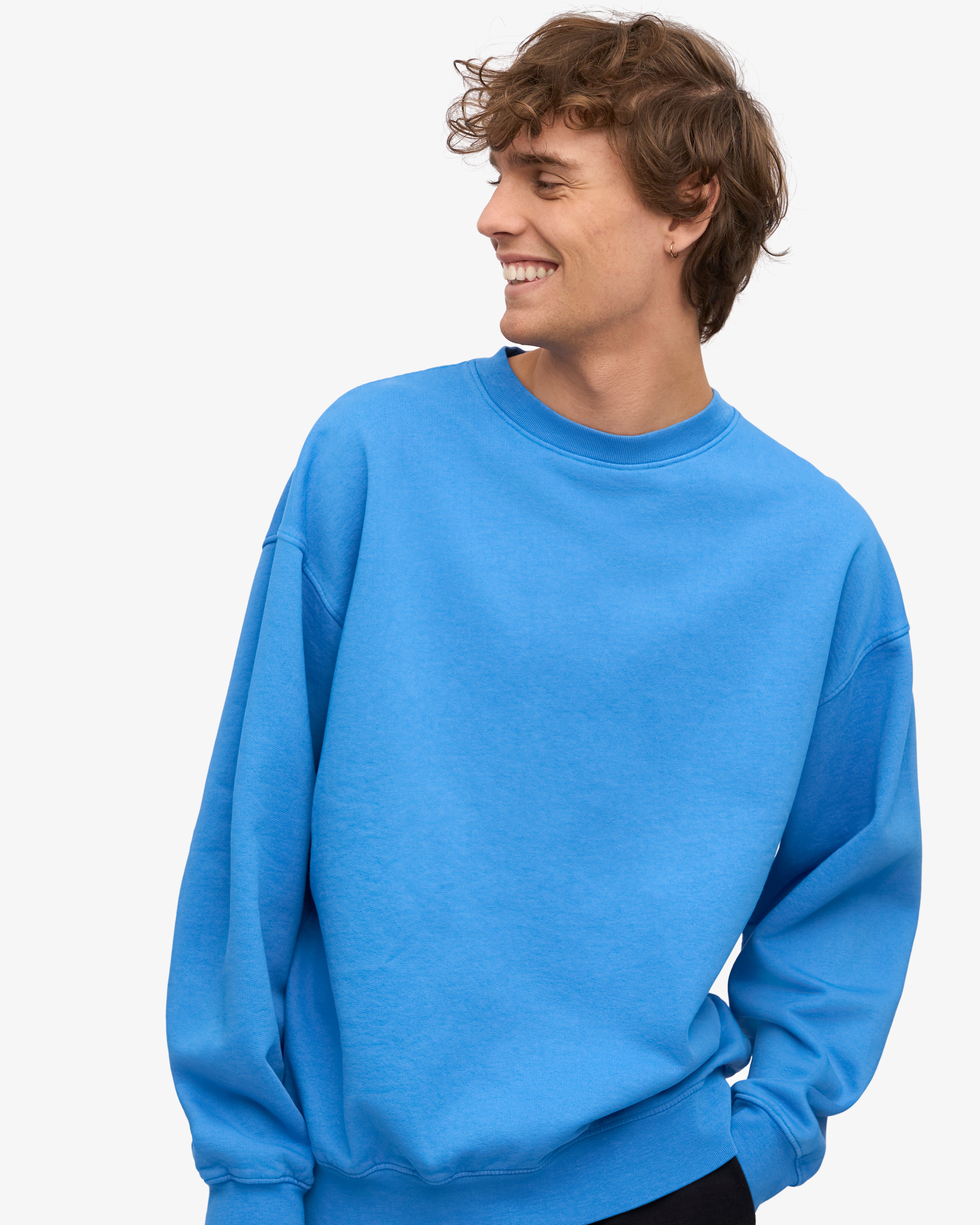 Organic Oversized Crewneck Sweatshirt - Pacific Blue | Soft & Comfortable Unisex Pullover for Casual Wear, Lounge & Street Style