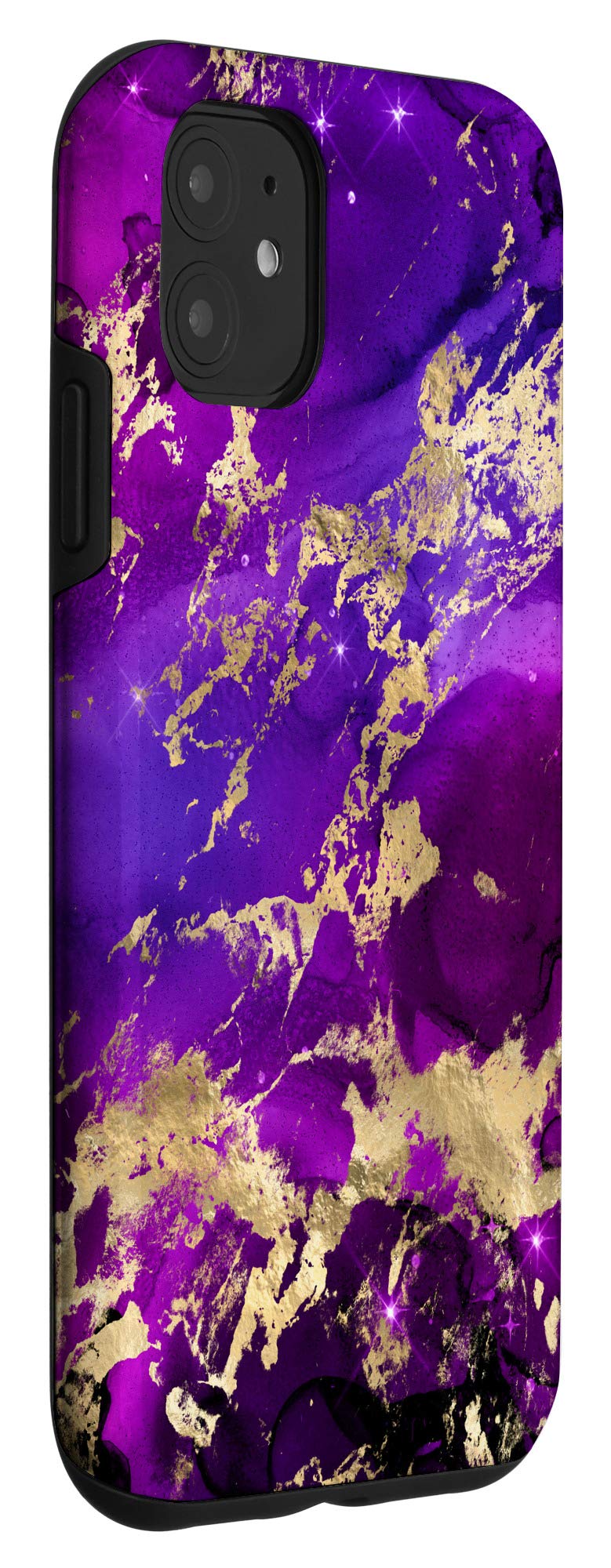 Premium iPhone 11 Case with Galaxy Natural Purple Precious Stone Pattern - Slim Protective Cover for Everyday Use, Travel & Work
