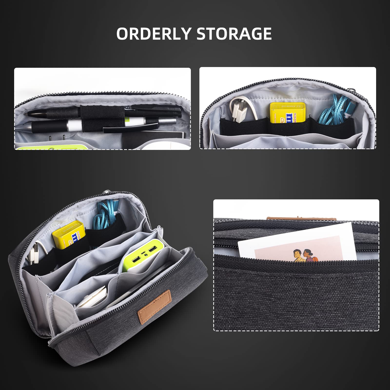 KINGSLONG Large Waterproof Electronic Organizer Travel Case - Portable Travel Pouch for Power Bank, Charger, Cables, Flash Drive, Phone & SD Cards - Perfect for Business Trips, Vacations & Daily Commute