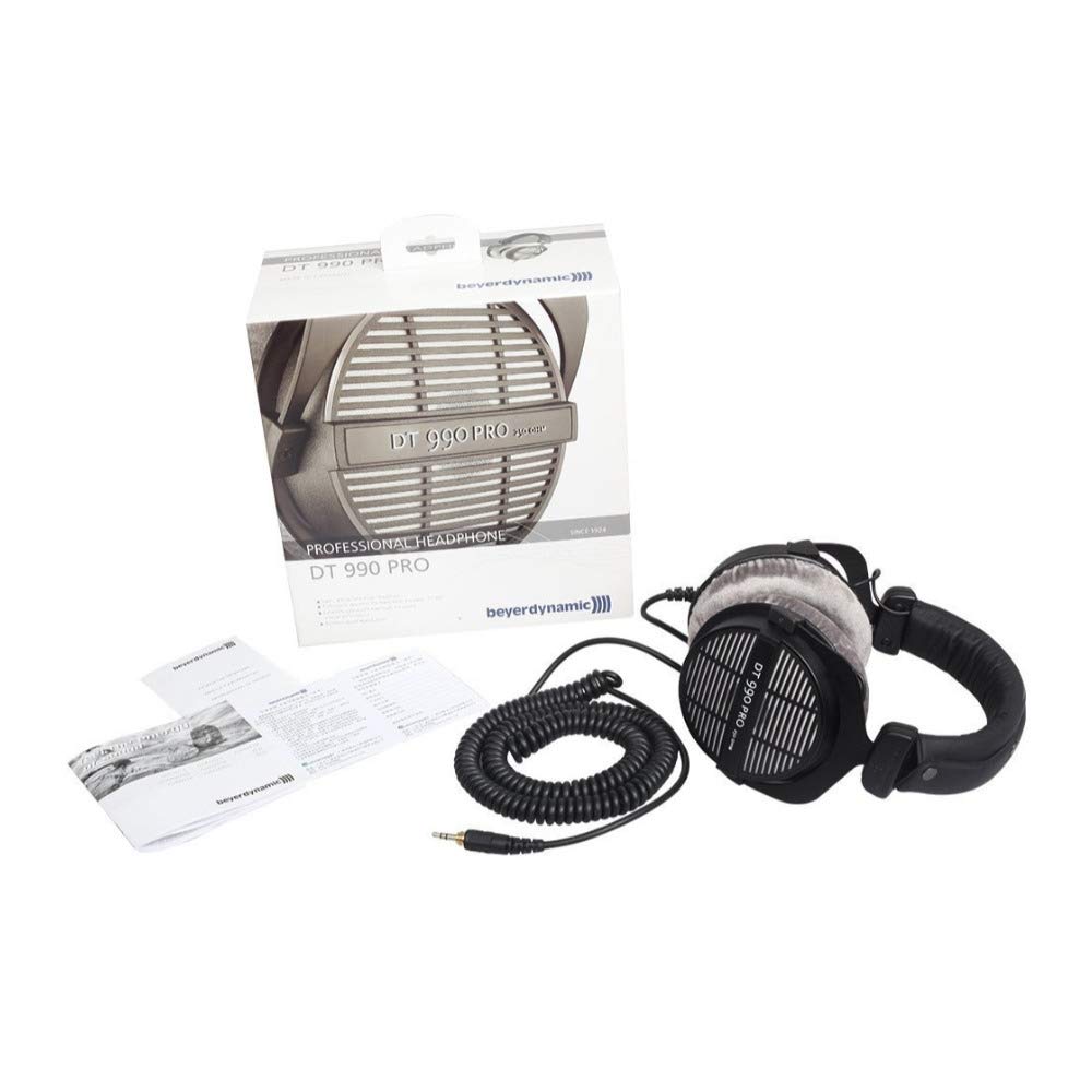 Beyerdynamic DT-990 Pro 250 Ohm Open-Back Studio Headphones with Knox Gear Large Hard Shell Case Bundle - Perfect for Professional Audio Recording, Mixing & Gaming