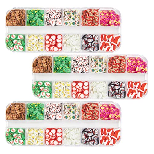 Beaupretty 3 Pack Christmas Nail Art Polymer Clay Sheets with Sequins - DIY Nail Decorations, Manicure Charms & Stickers for Holiday Parties, Gift Wrapping, and Festive Nail Designs