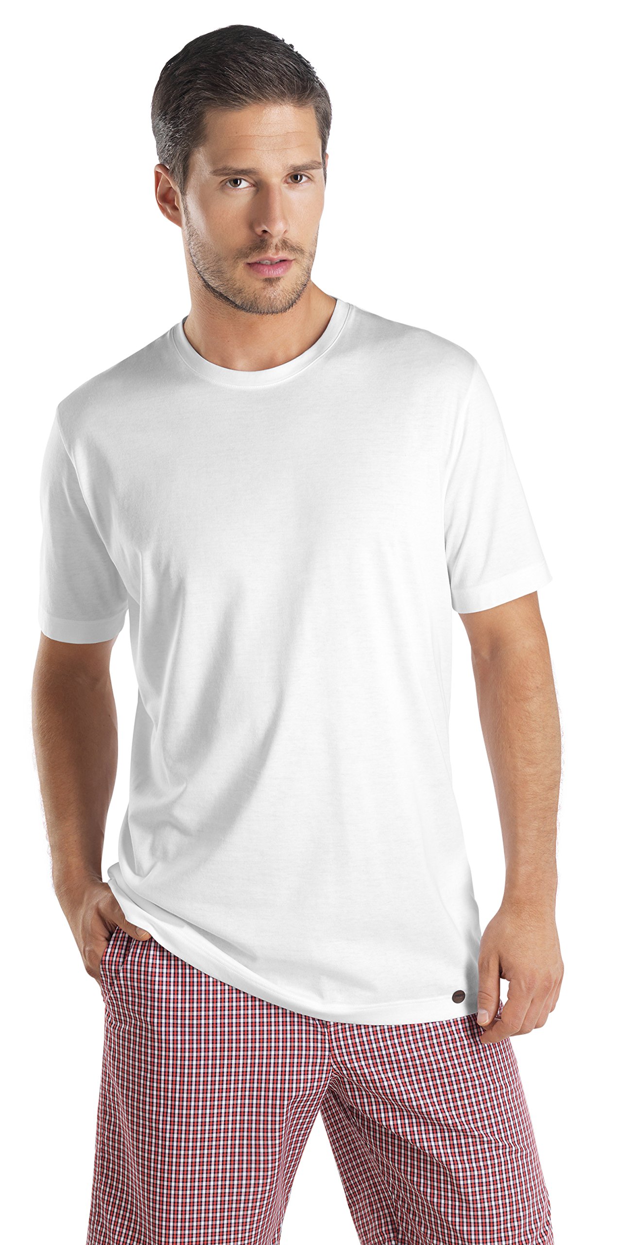 Premium HANRO Men's Short Sleeve Crew Neck T-Shirt - Soft Cotton Comfort for Day & Night Wear - Perfect for Casual Outfits, Lounge Wear & Travel