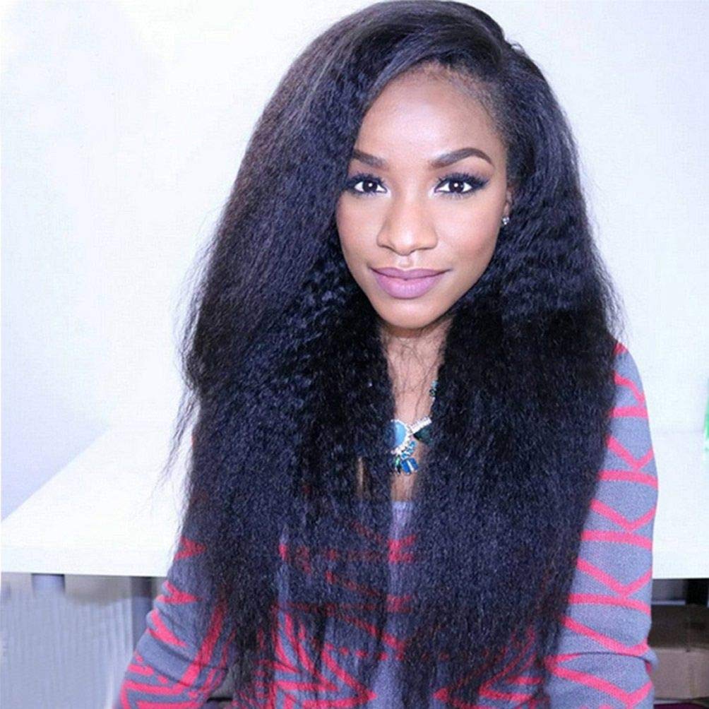 U Part Wigs Virgin Human Hair 1X3 Opening | Kingky Straight Brazilian Human Hair Wigs for Black Women | 150% Density 10 Inch #1 Jet Black | 10A Grade Italian Yaki | Perfect for Daily Wear, Parties & Special Occasions