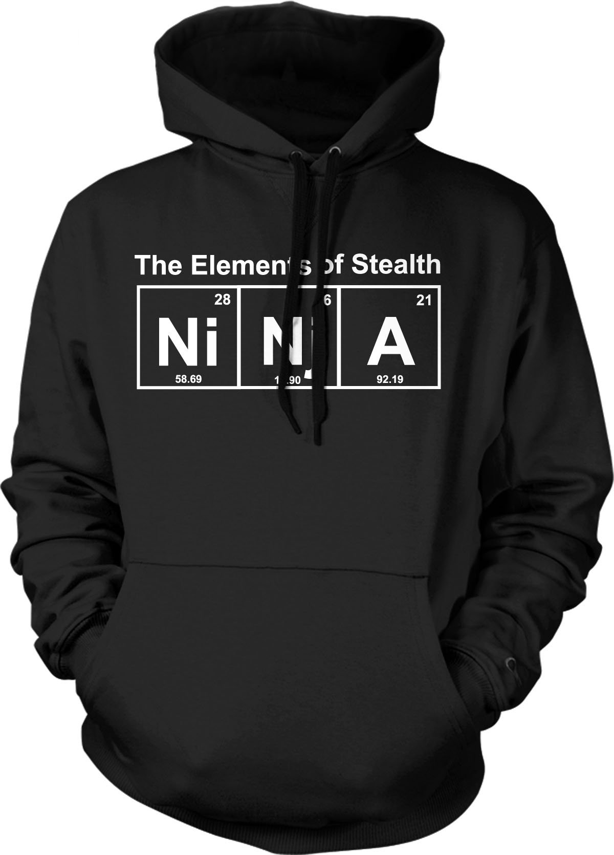 Funny Science Warrior Graphic Hoodie for Men | Crazy Dog T-Shirts Ninja Element Sweater | Novelty Nerdy Pullover for Cosplay, Gaming & Casual Wear
