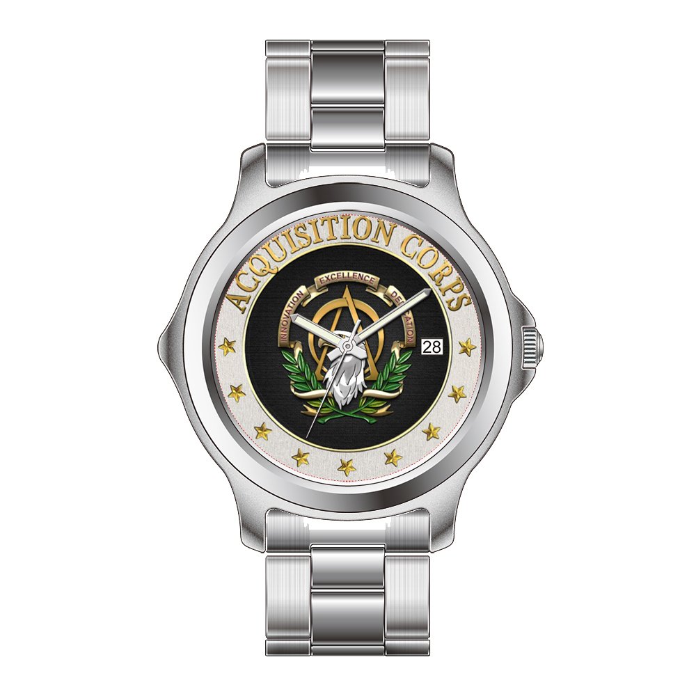 Stylish Women's Fashion Watch - Japanese Quartz Movement, Date Display, Stainless Steel Bracelet - Perfect Christmas Gift & AAC Branch Insignia 3D Design - Ideal for Holiday Gifting, Office Wear & Special Occasions