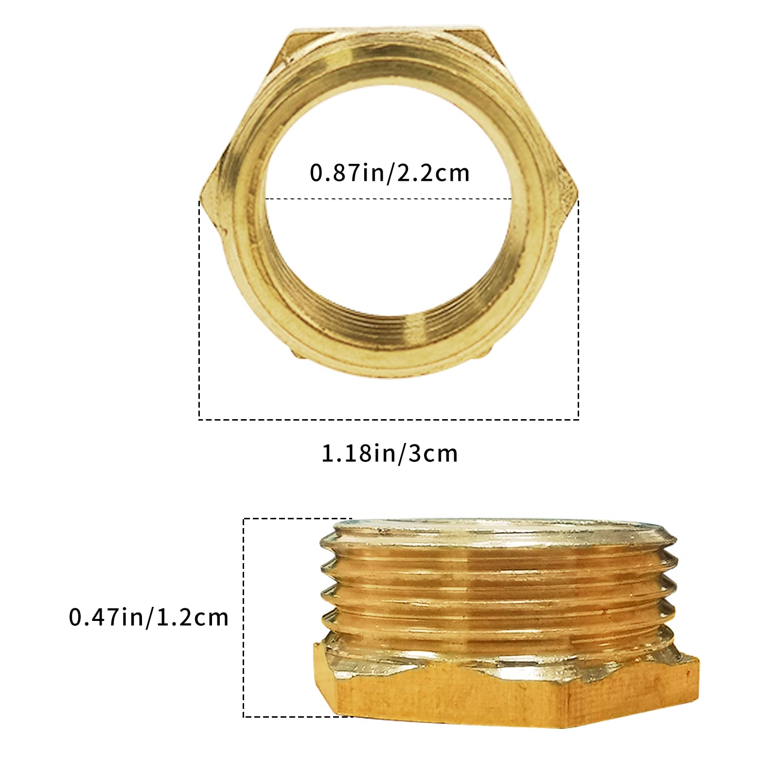 2 Pack G1/2 Female to GHT 3/4 Male Brass Hose Adapter - Threaded Pipe Fitting Connector Coupler for Garden Water Hose - Perfect for Irrigation, Sprinkler Systems & Outdoor Plumbing Connections