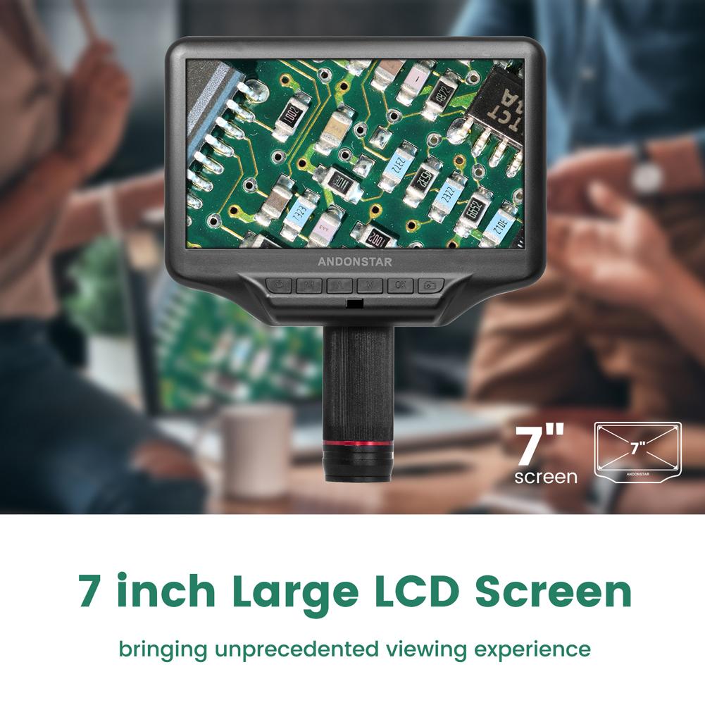 Andonstar AD407 7 Inch HDMI Digital Soldering Microscope with LCD Screen - 1080P Magnification for Phone & PCB Repair, Jewelry Inspection, Coin Collecting & Hobby Projects