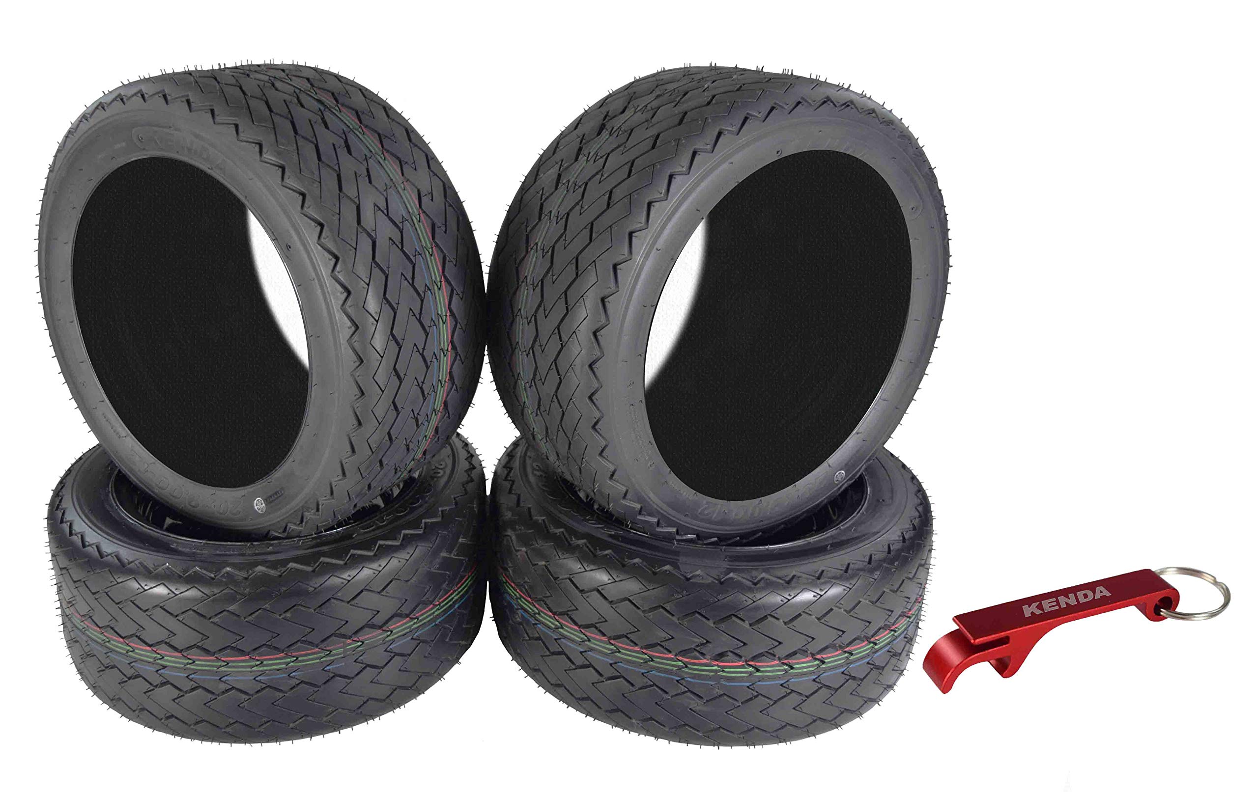 Kenda 20x9-12 Hole-N-1 Tubeless Golf Cart Tires - 4 Pack Replacement Turf Tires with Free Keychain - Perfect for Golf Carts, Utility Vehicles & Lawn Maintenance