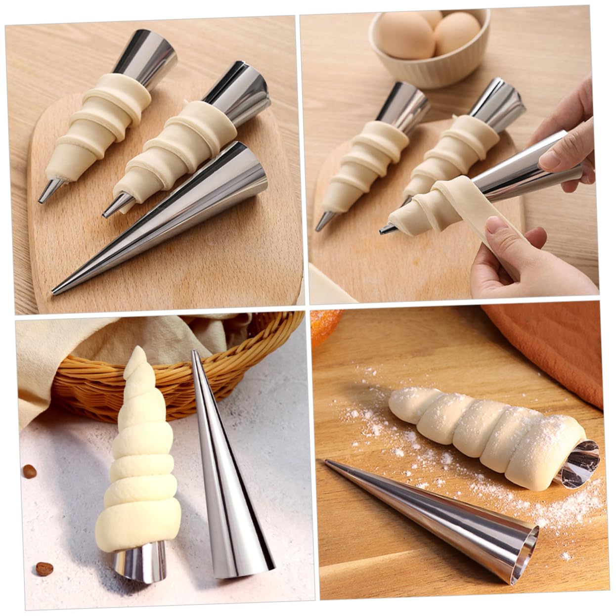 Premium Stainless Steel Croissant Cone & Cream Horn Molds Set - 10pcs Professional Pastry Baking Tools for French Desserts, Cannoli, Ice Cream Cones - Perfect for Home Bakers & Commercial Kitchens