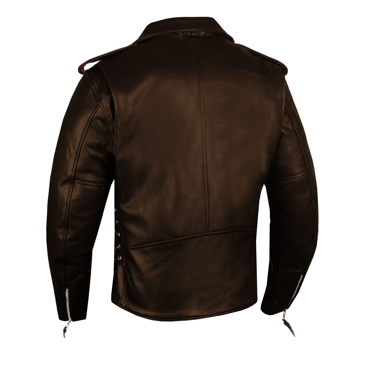 Premium Men's Real Buffalo Leather Motorcycle Jacket - ICONIC Brando Biker Jacket with Side Laces & Concealed Carry Pockets | All-Season Riding Gear for Cruiser, Harley, Touring | Brown Size M