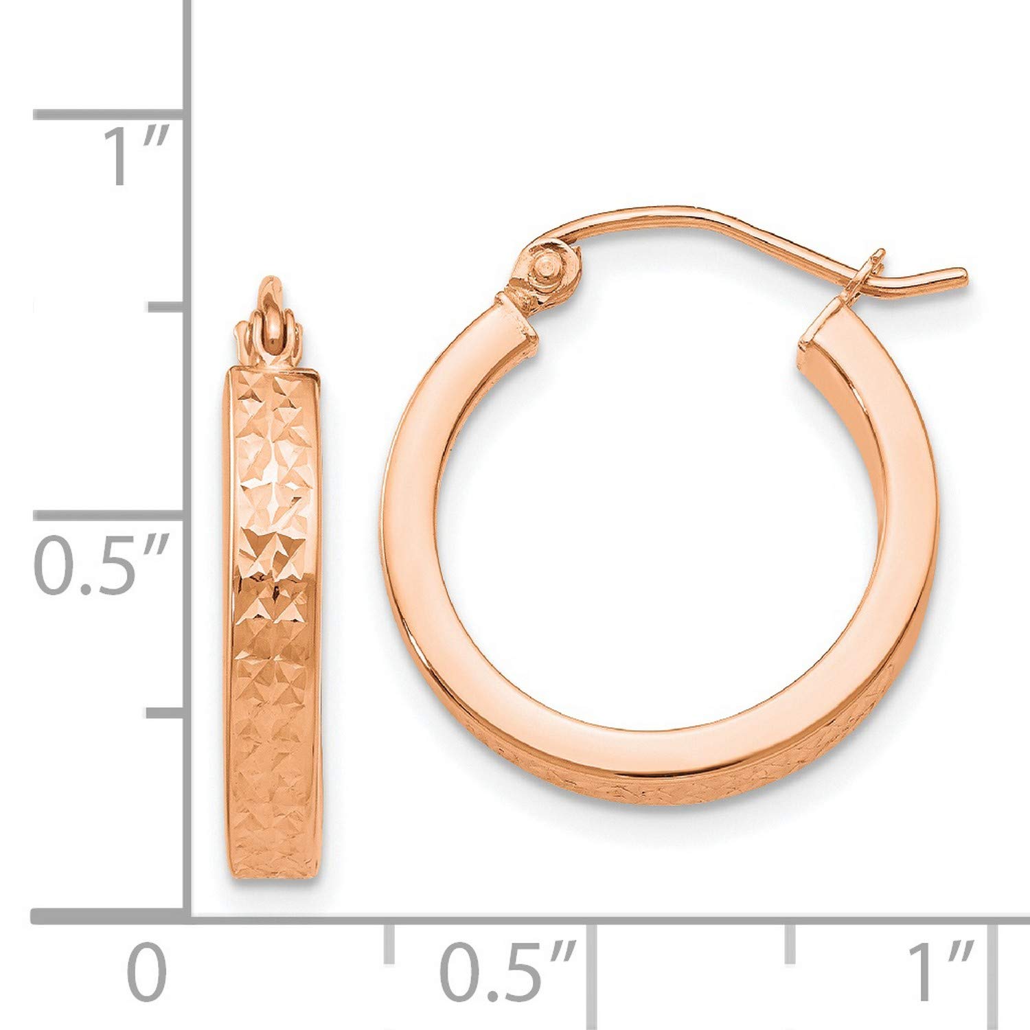 14K Rose Gold Rose and Out Hoop Earrings 17x3mm - Elegant Dainty Jewelry for Women, Perfect for Everyday Wear, Date Night & Special Occasions
