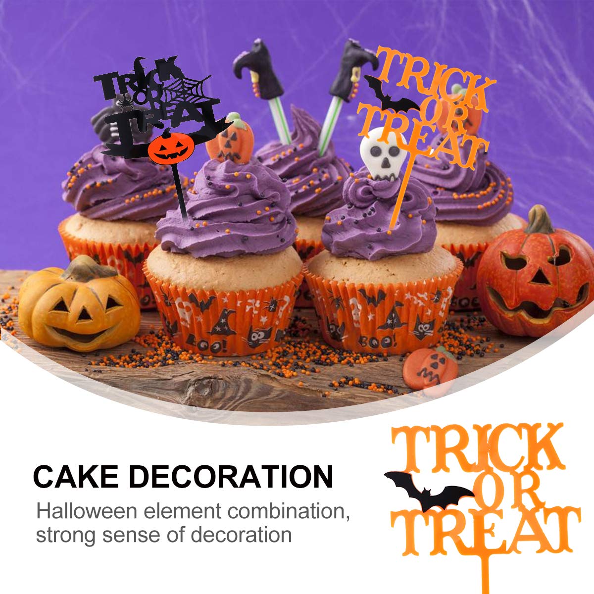5pcs Halloween Acrylic Cake Toppers - Spooky Cake Decorations for Halloween Party, Birthday, Cupcake & Dessert Decorating
