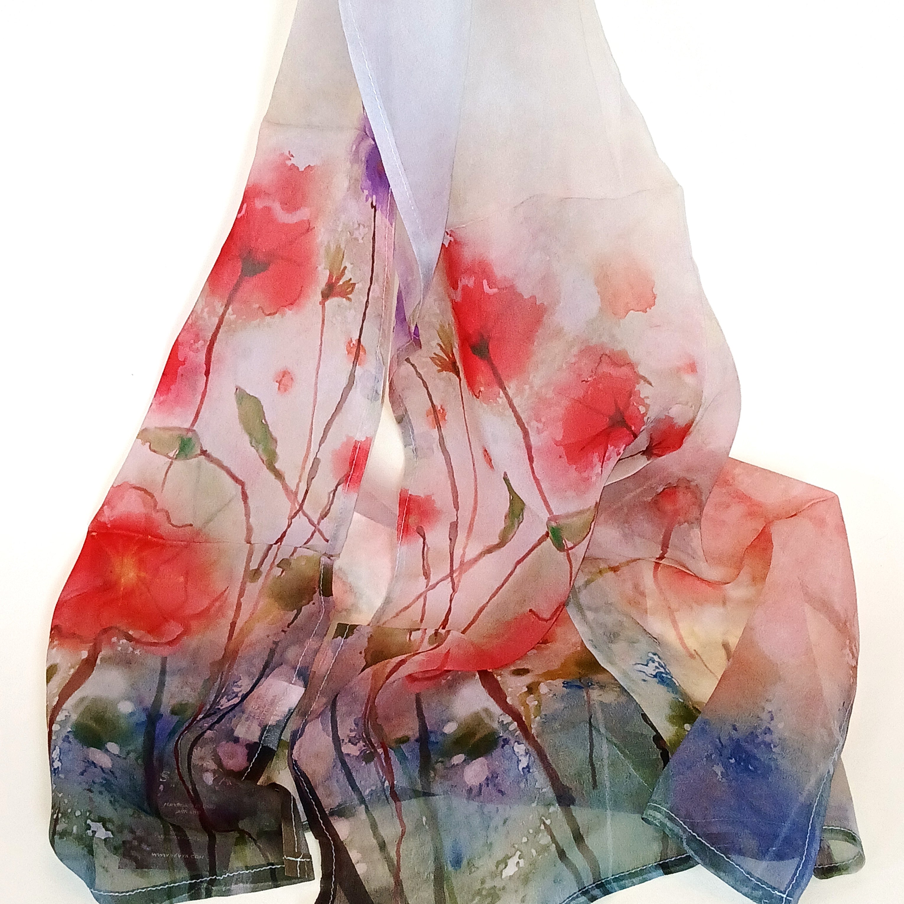 Red Poppy Cupro Scarf - Lightweight & Breathable Fashion Accessory for Women - Perfect for Spring Outfits, Weddings & Special Occasions