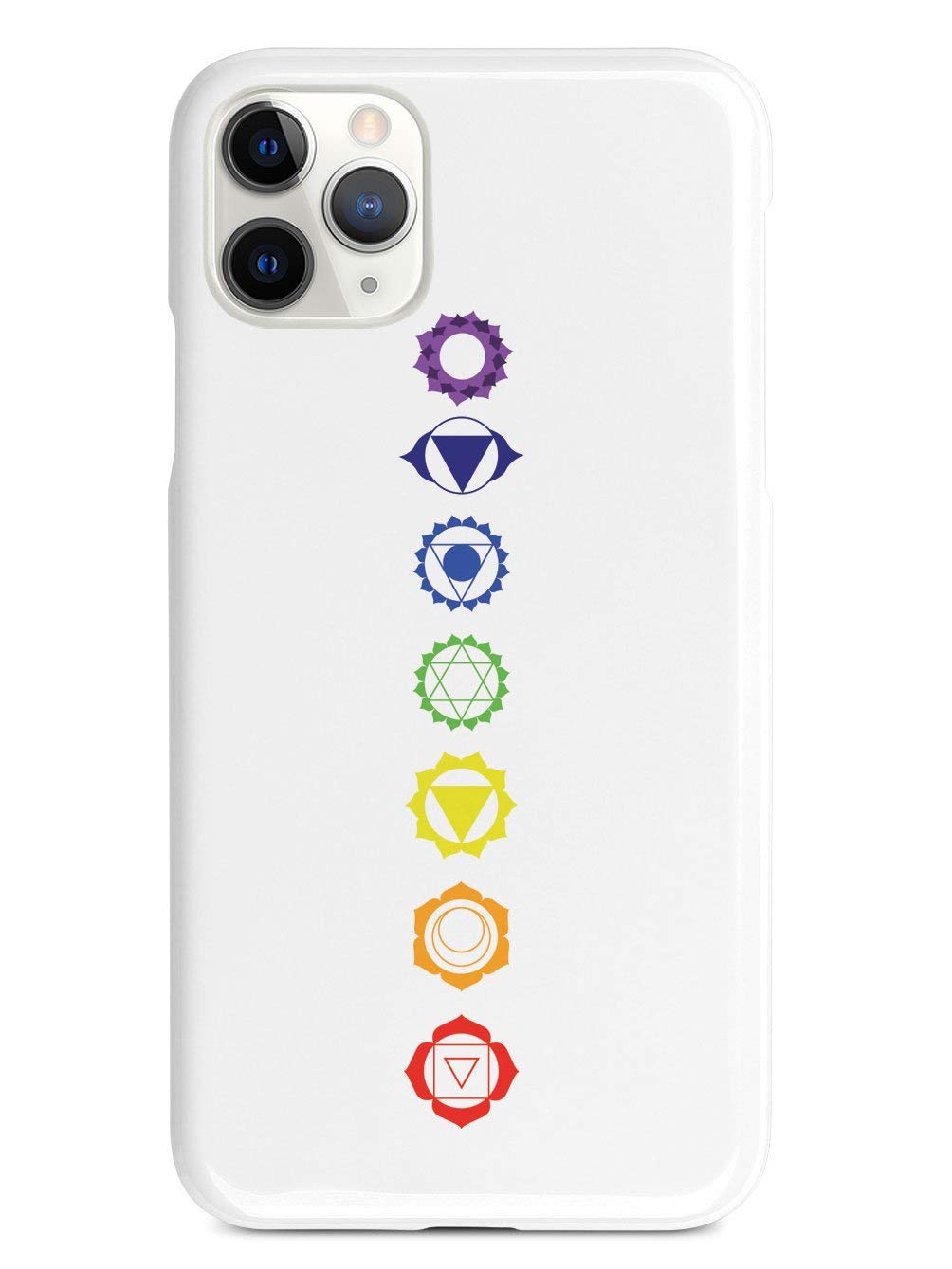 Inspired Cases - Premium 3D Textured Protective Phone Case Compatible with iPhone 11 Pro Max - Seven Chakras Design - White - Perfect for Yoga, Meditation & Spiritual Lifestyle