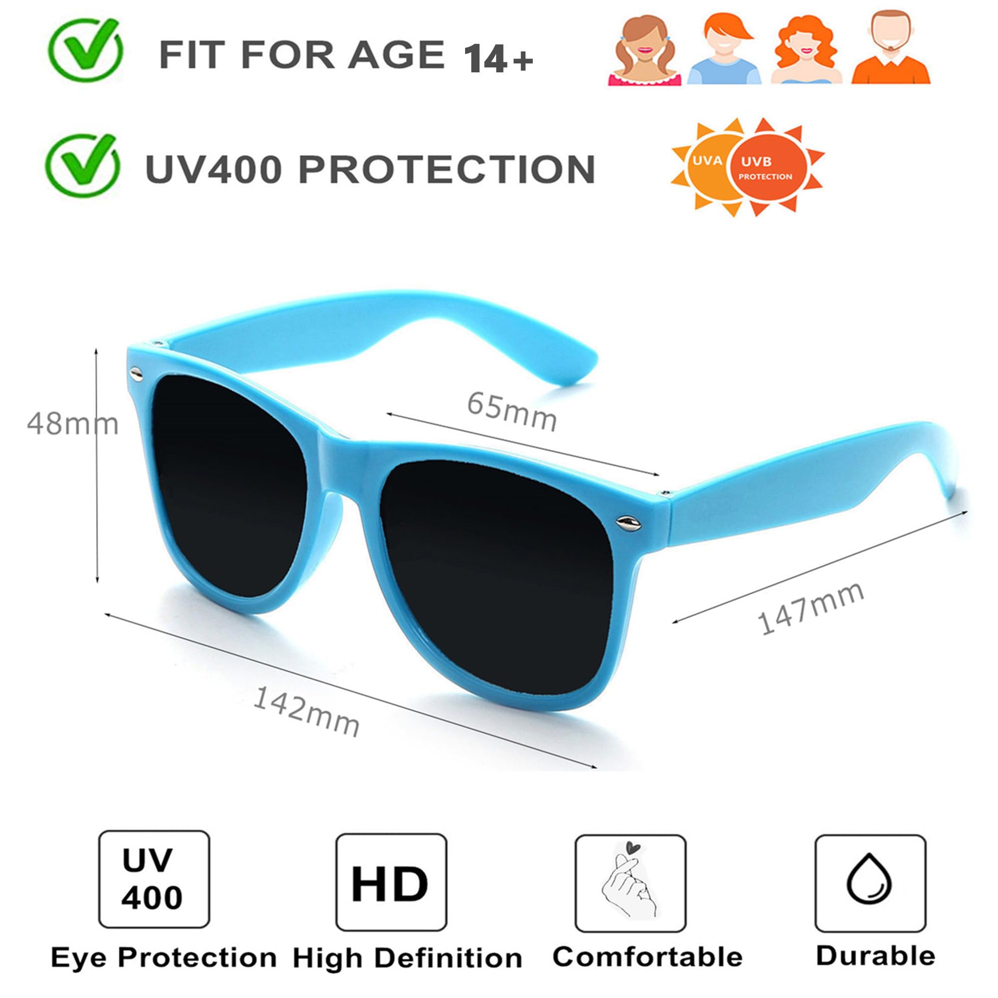 8/12/18 Pack Neon Sunglasses Bulk - Colorful Retro Party Sunglasses Multipack for Men & Women - Perfect for Beach, Pool, Festivals & Summer Events