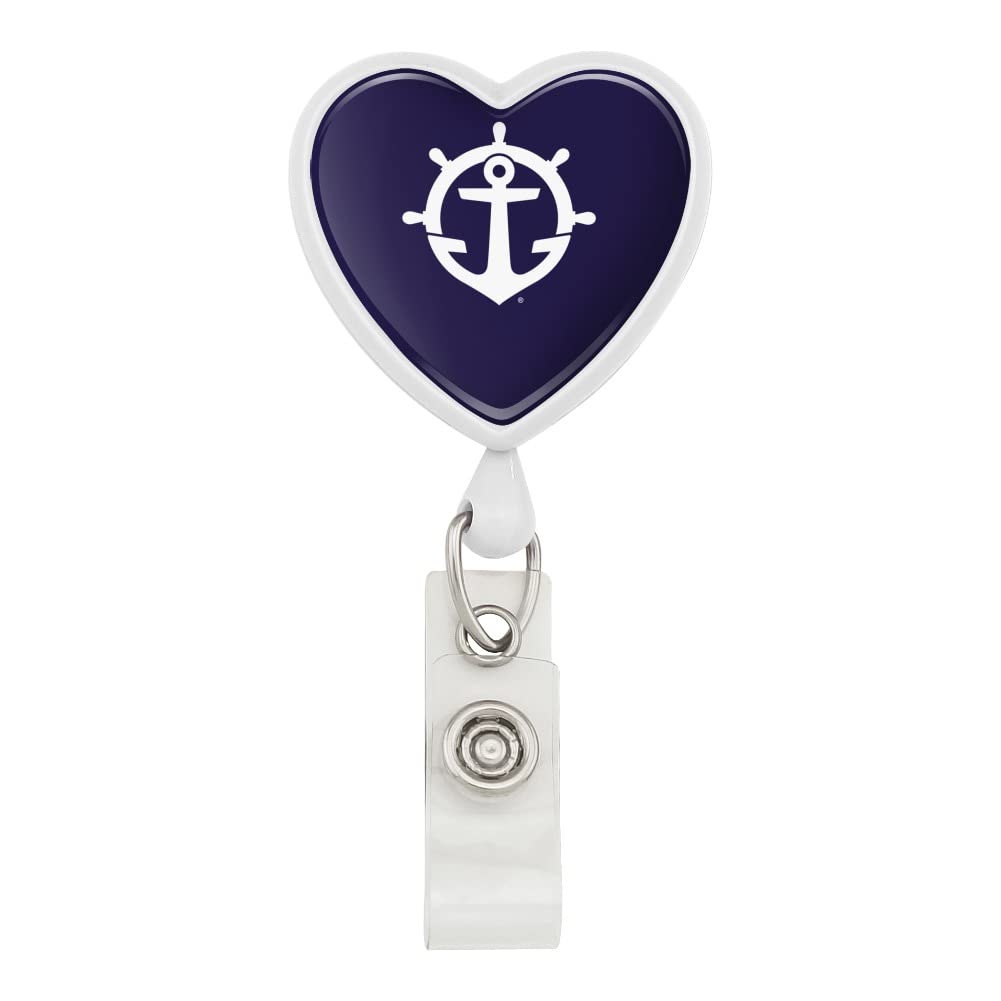 University of Portland Pilots Logo Heart Lanyard - Retractable Reel Badge Holder & ID Card Holder for School, Work, and Events