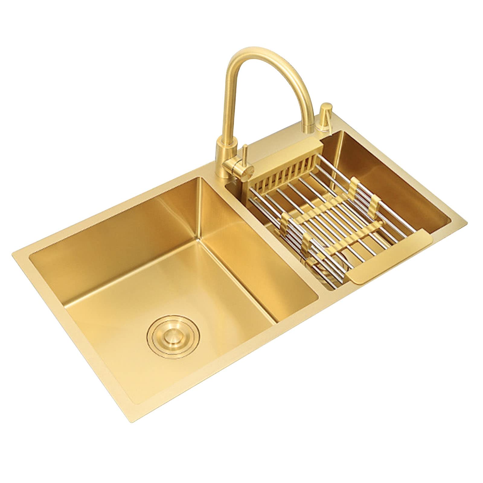 WooDeY 3MM Thickness Stainless Steel Handmade Double Sink - Durable Kitchen Prep Sink for Workstation & Household Use, Perfect for Busy Kitchens & Home Chefs