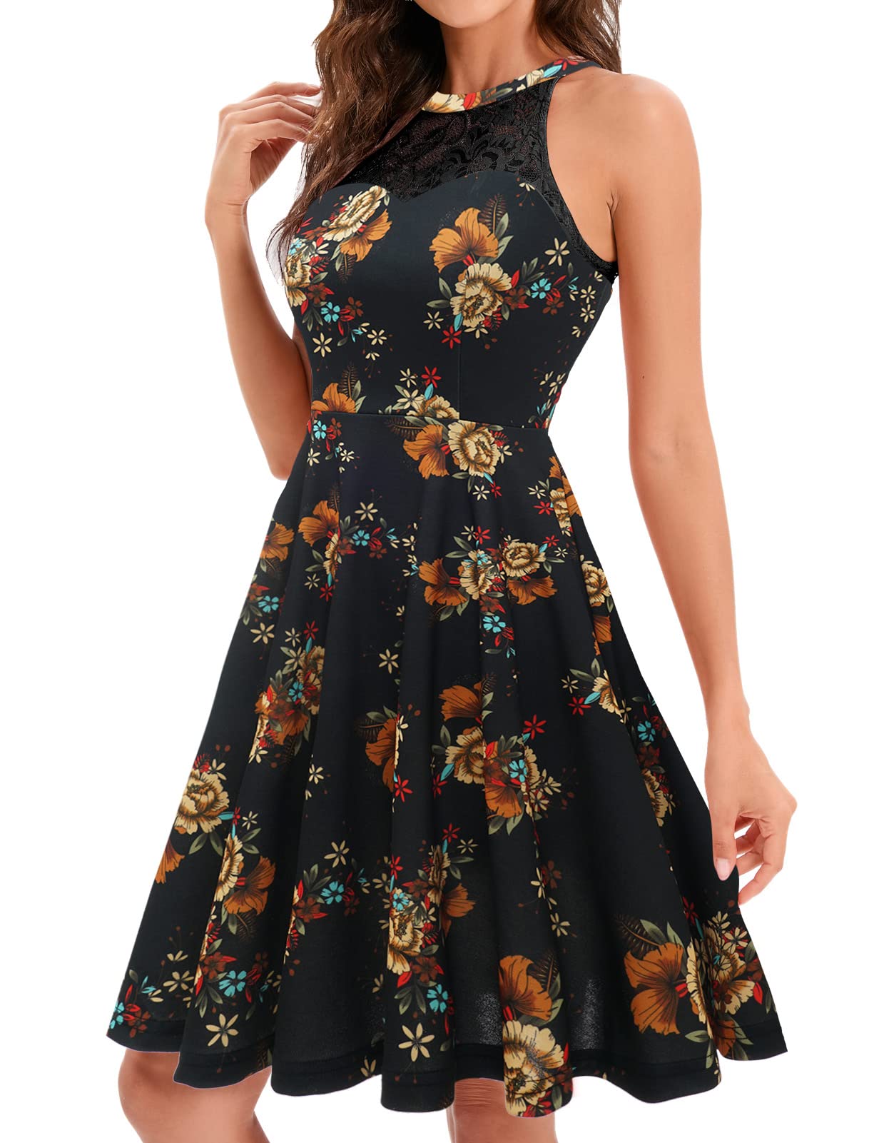 Elegant Vintage Halter Lace Cocktail Dress for Women | Prom, Wedding, Evening Party & Homecoming Short Dress | Perfect for Formal Events, Date Nights & Special Occasions