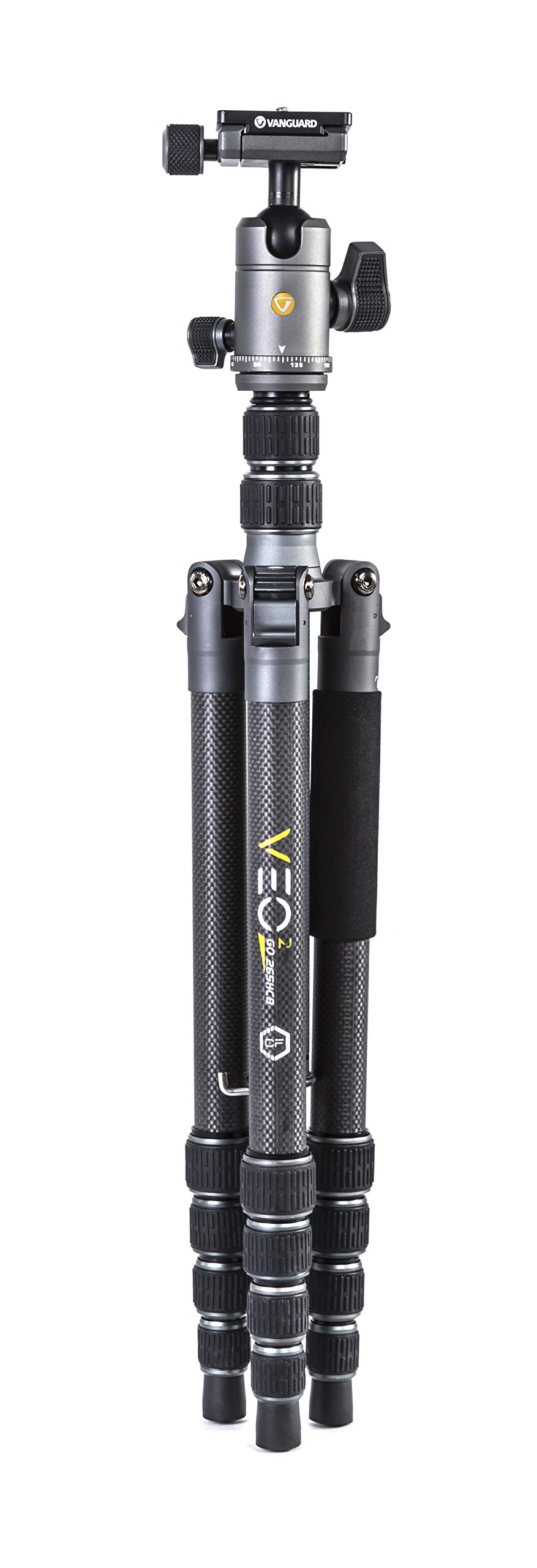 Vanguard VEO3GO265HCB Compact Carbon Fiber Travel Tripod with Ball Head - Lightweight Camera Tripod for DSLR, Mirrorless & Smartphones | Includes Monopod, Phone Holder & Bluetooth Remote | Perfect for Travel, Hiking & Vlogging